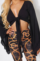 Valentina Black Front Tie Frill Blouse