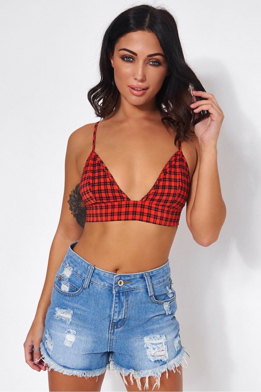 Red Gingham Bralet Top