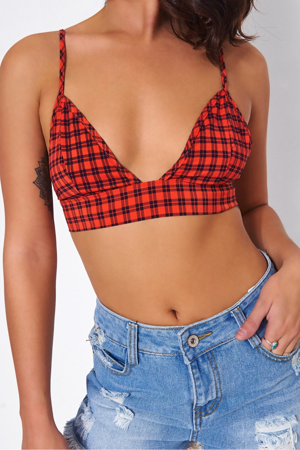 Red Gingham Bralet Top