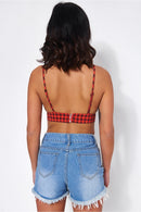 Red Gingham Bralet Top