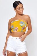 Mustard Floral Print Bandeau Top