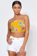 Mustard Floral Print Bandeau Top