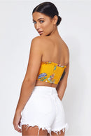 Mustard Floral Print Bandeau Top