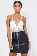 Black Zip Front Mini Skirt