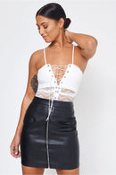 Black Zip Front Mini Skirt