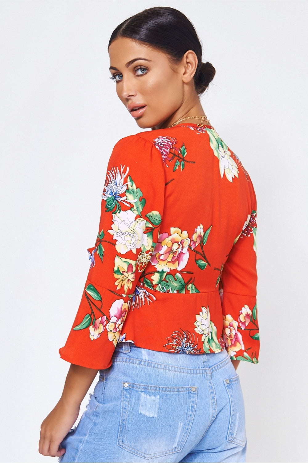 Utopia Orange Floral Tie Top