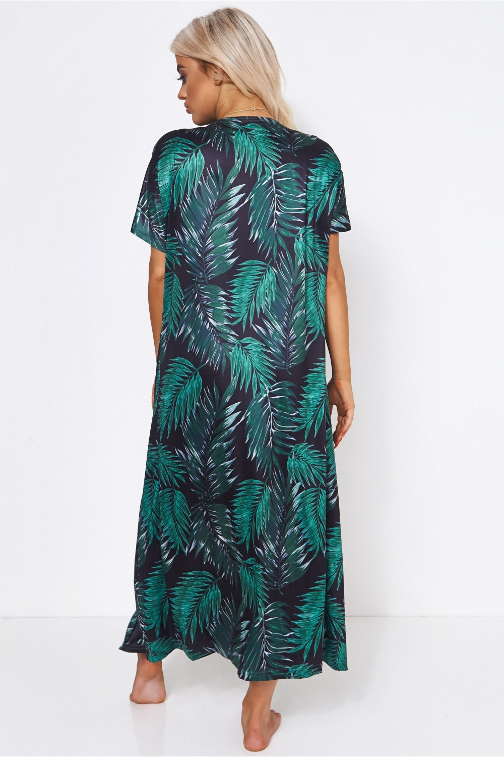 Green Palm Print Kimono