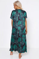 Green Palm Print Kimono