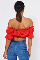 Biba Red Bardot Top