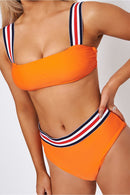 Roki Orange Nautical Striped High Waisted Bikini