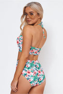 Kayla Orange Palm Print High Waisted Bikini