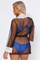 Lima Black Crochet Chiffon Kimono