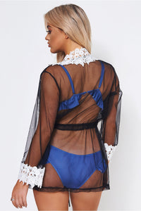 Lima Black Crochet Chiffon Kimono
