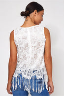 Lola White Fringe Vest top