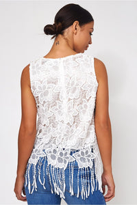 Lola White Fringe Vest top