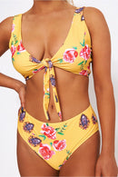Motel Yellow Floral High Waisted Bikini
