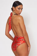 Limited Edition Red Chain Print Swimsuit