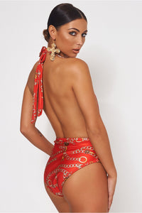 Limited Edition Red Chain Print Swimsuit
