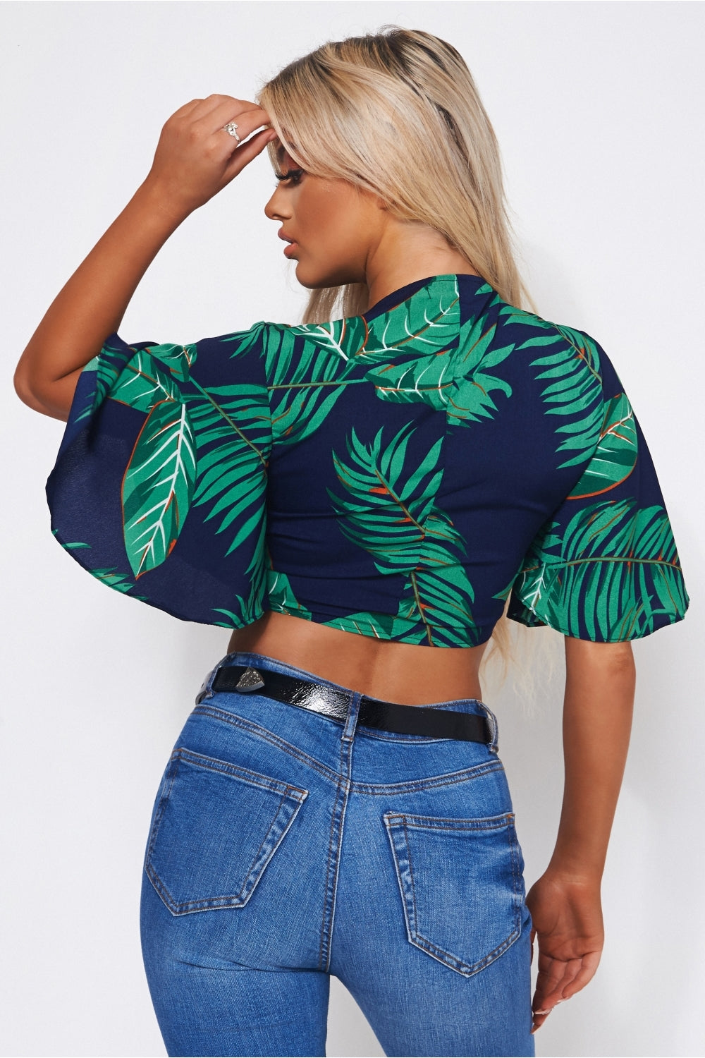 Green Palm Print Blouse