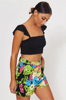 Sienna Black Floral Shorts