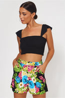Sienna Black Floral Shorts