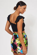 Sienna Black Floral Shorts