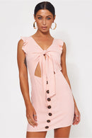 Lula Pink Tie Front Button Dress