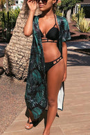 Green Palm Print Kimono