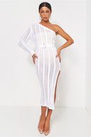 Cici White Crochet Bodycon Dress