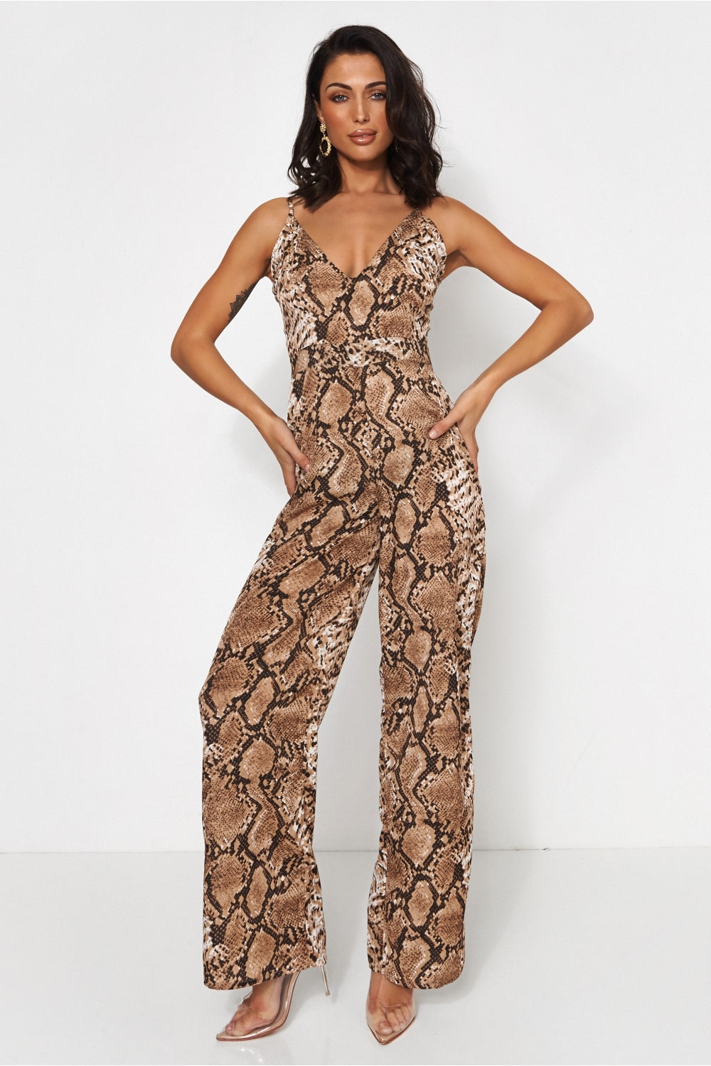 Tiana Snakeskin Wide Leg Jumpsuit
