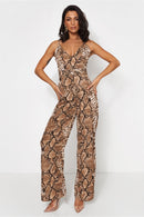 Tiana Snakeskin Wide Leg Jumpsuit