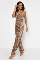 Tiana Snakeskin Wide Leg Jumpsuit