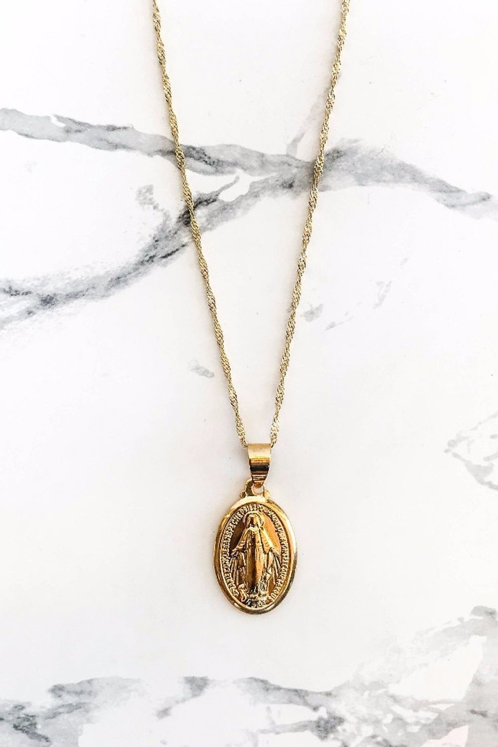 Virgin Mary Gold Necklace