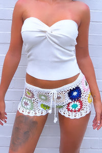 Delilah White Crochet Shorts