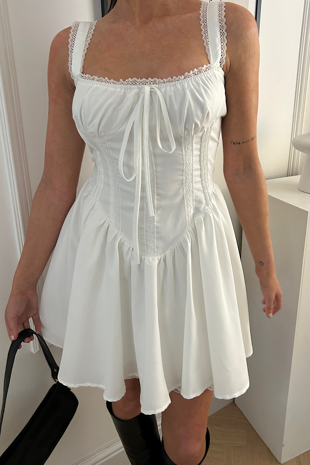 Tegan White Bow Corset Dress