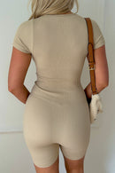 Madison Beige Ribbed Unitard