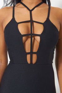 Sia Black Caged Midi Dress