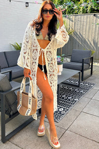 Bria White Crochet Kimono