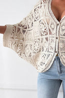 Naomi Beige Crochet Button Cardigan