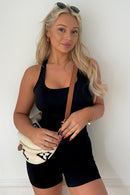 Zoey Black Ribbed Racerback Unitard