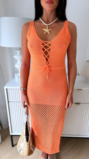 Jenny Orange Crochet Maxi Dress