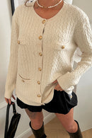 Macy Cream Cable Knit Long Sleeve Cardigan