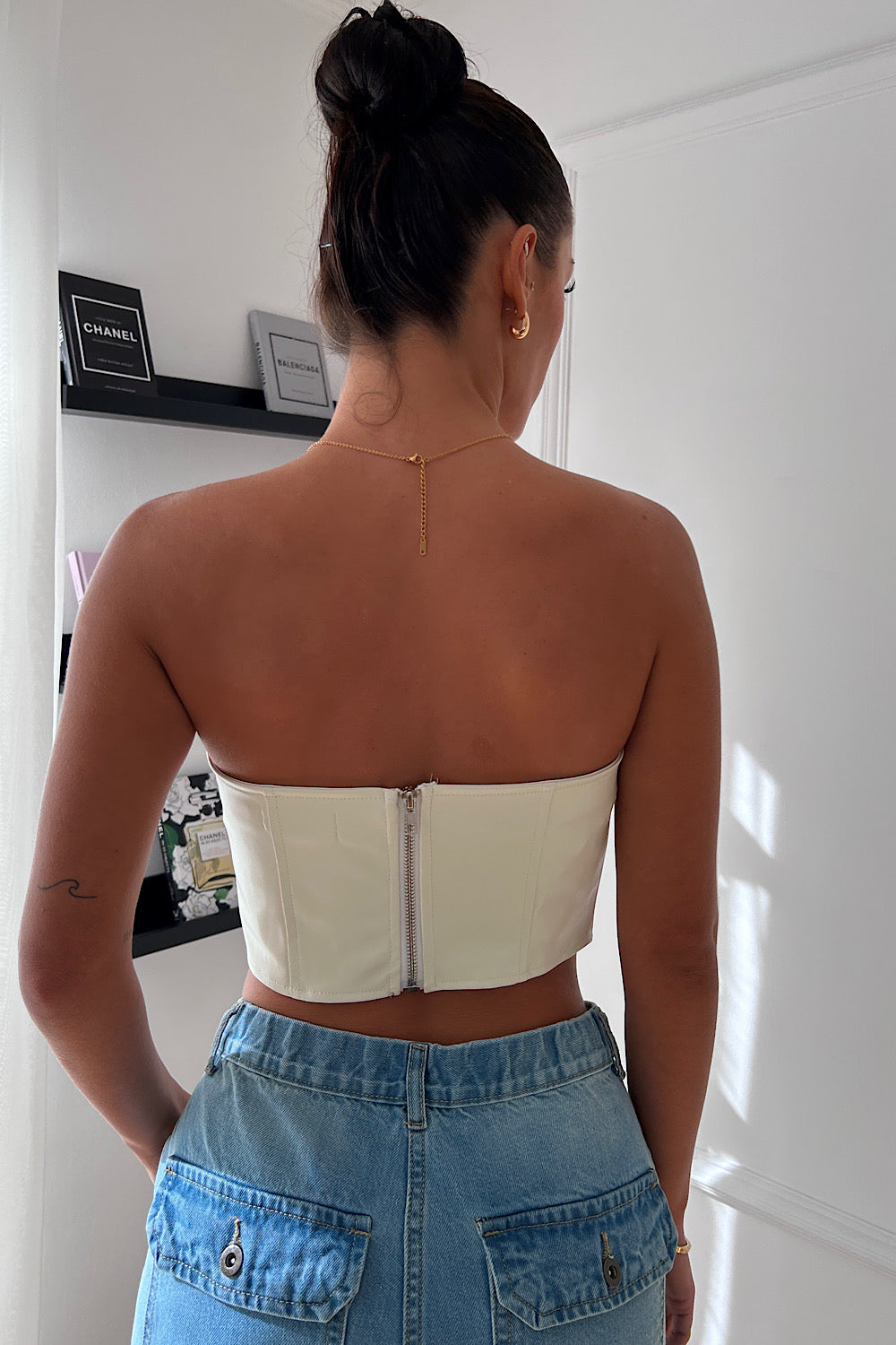 Laura White Leather Corset Top