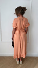 Elycia Peach Ruched Maxi Dress