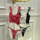 Rachel Lace Polka Dot Corset Knicker Set