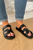 Gabbi Black PU Strap Sliders