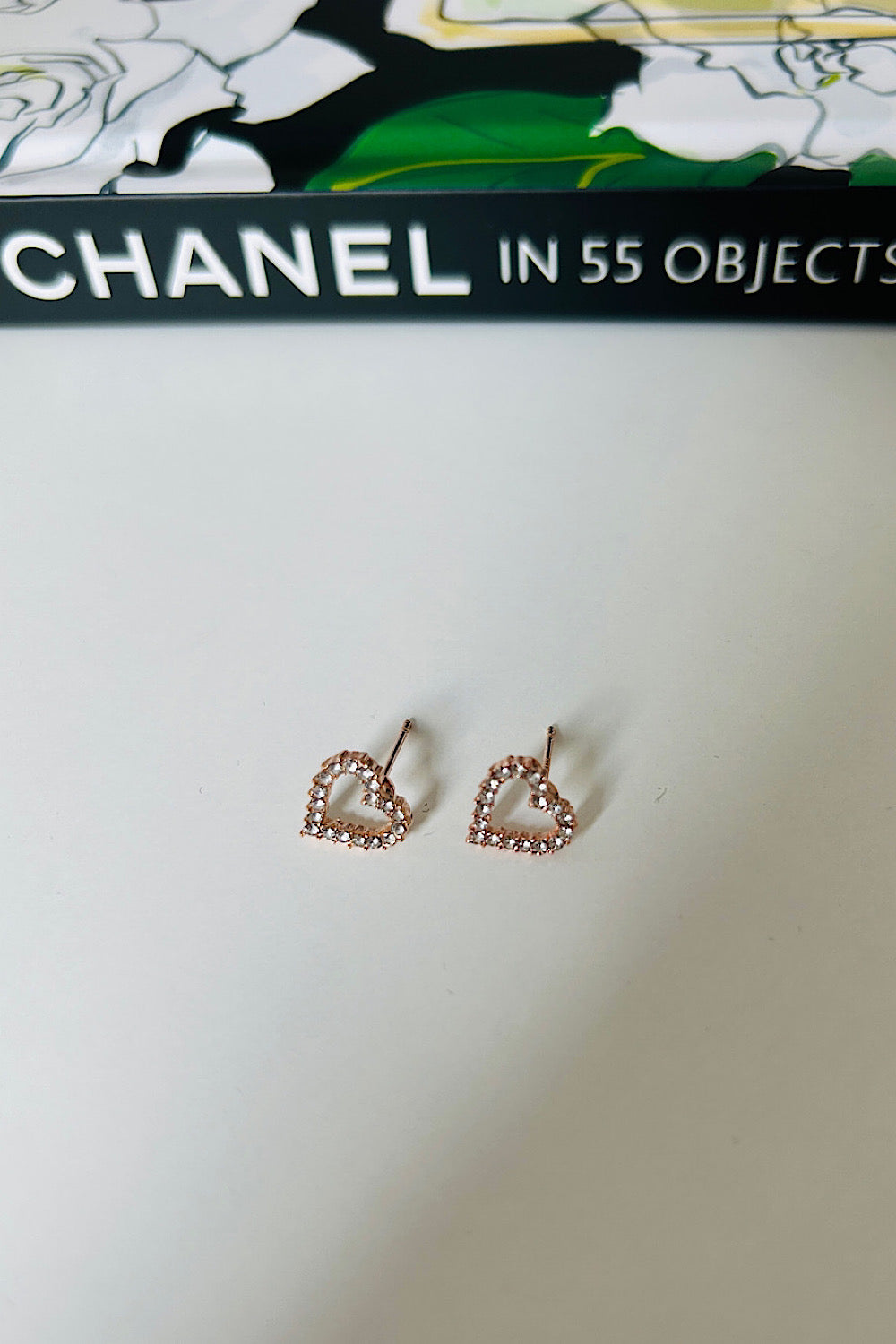 Starlight Rose Gold Heart Diamante Stud Earrings