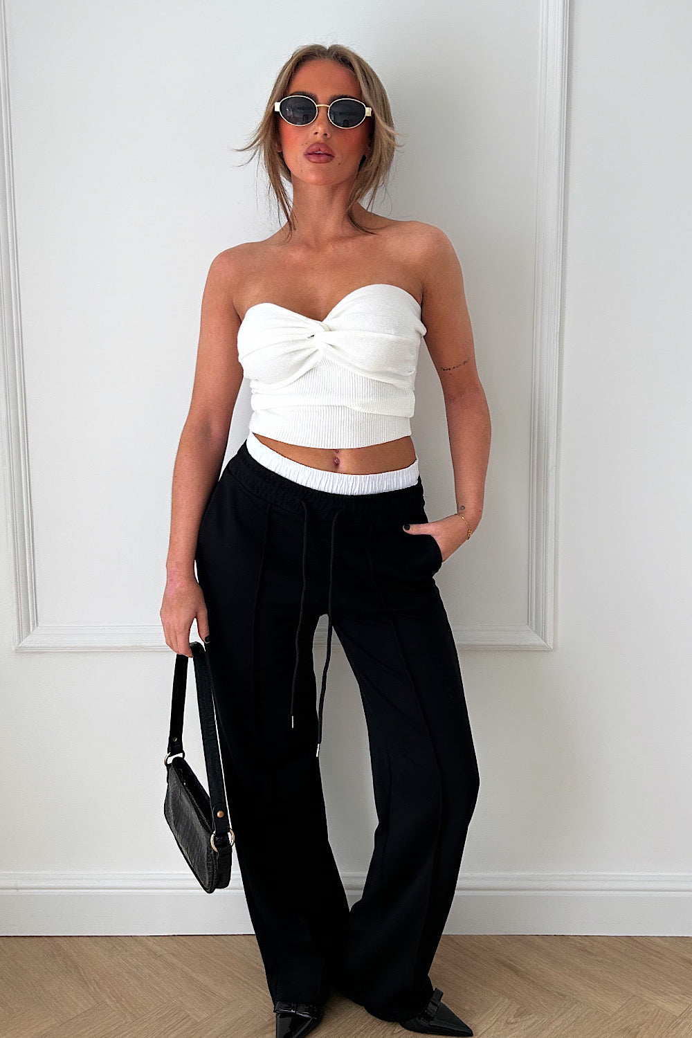 Black Boxer Wide Leg Joggers