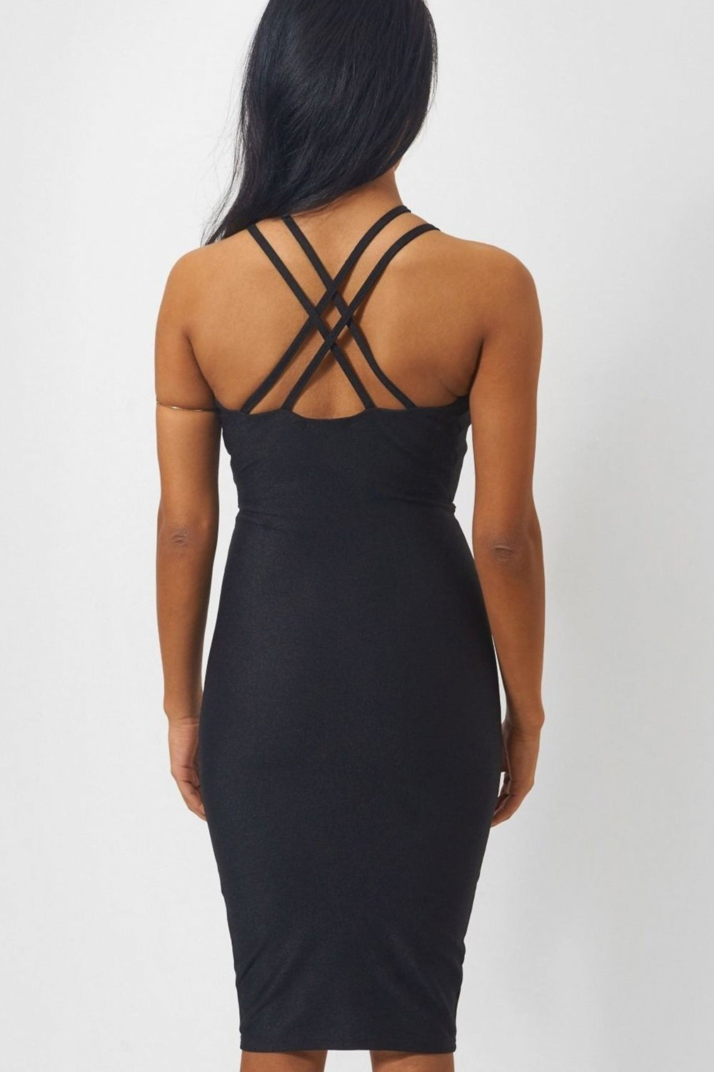 Sia Black Caged Midi Dress