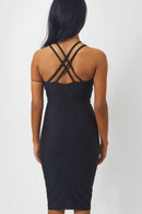 Sia Black Caged Midi Dress